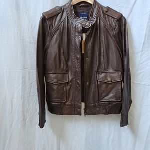 Brown Leather Moto Jacket